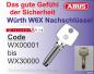 Preview: Nachschlüssel Würth  W6X, Code W00001 - W30000