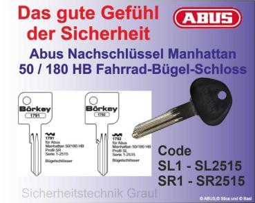 Nachschlüssel für Abus Fahrradschloss Manhattan