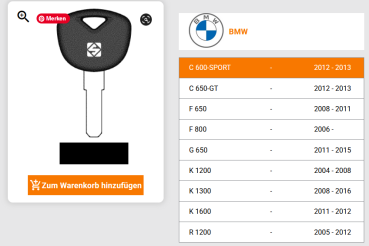 BMW Schlüsselrohling