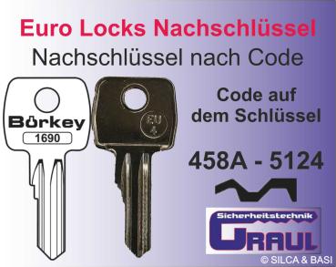 Nachschlüssel Euro Locks EU-4 Code 458A - 5124A