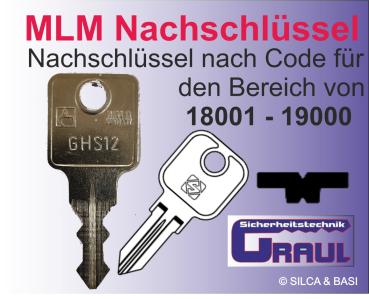 Nachschlüssel MLM GHS12 Codes 7001 - 8000 und 18001 - 19000
