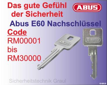 Nachschlüssel Abus E60 Code RM00001-RM30000