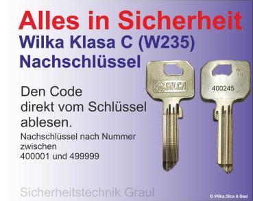Nachschlüssel Wilka Klassa C (W235)  nach Code 400001-499999