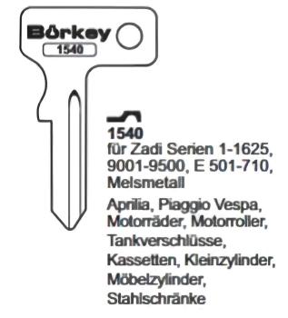 Nachschlüssel Aprilia, Piaggio Vespa, KTM, Motorräder, Motorroller, Tankverschlüsse