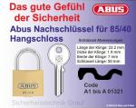 Nachschlüssel Abus AB3 für Hangschlösser 85/40